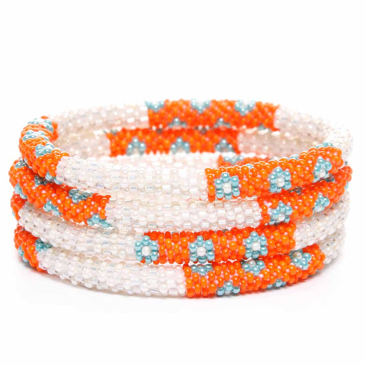 Citrus Pearl Blossoms Bracelet - Seed Bead Jewelry Stack - Cana Capri