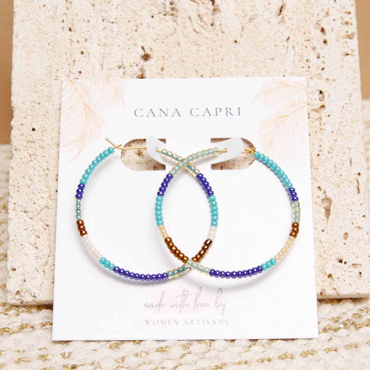 Coastal Bronze Tide Beaded Hoop Earrings - Handmade Artisan Jewelry-Packaging