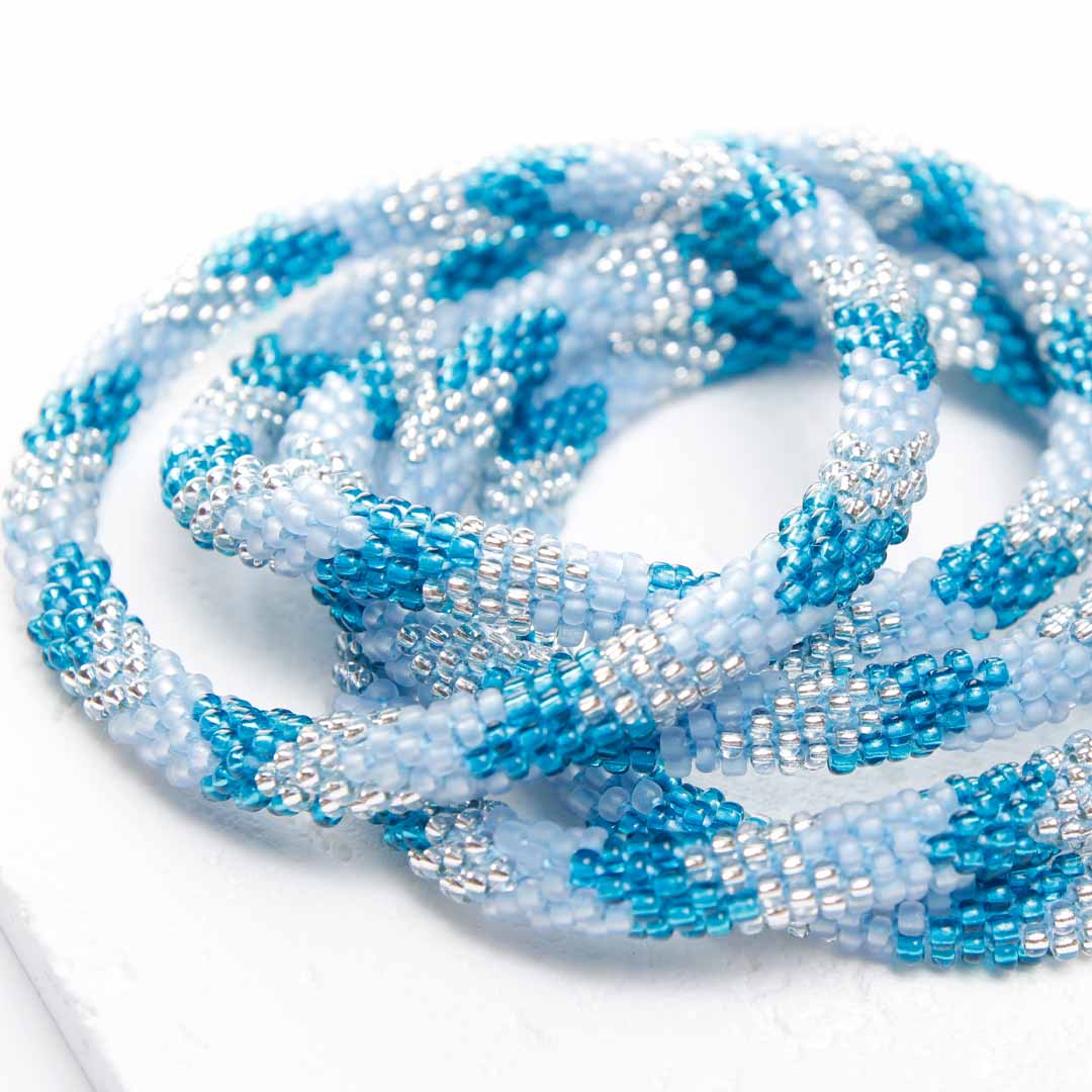 Coastal Frost Bracelet - Seed Bead Jewelry- Close Up-Cana Capri
