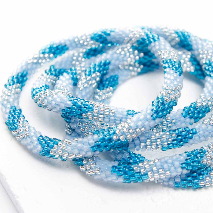 Coastal Frost Bracelet - Seed Bead Jewelry- Close Up-Cana Capri