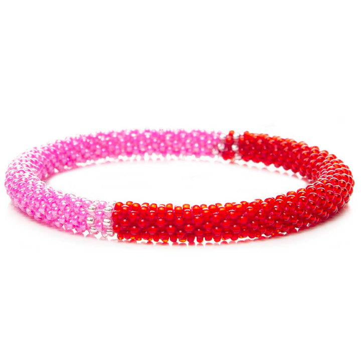 Color Block Strawberry Peony Handmade Beaded Seed Bead Bracelet for Women