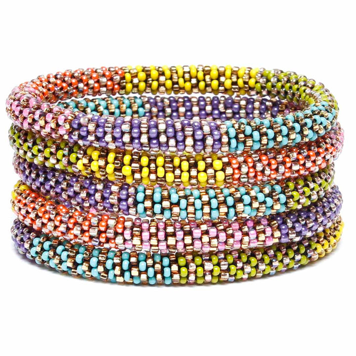 Colorful Candy Stripe Beaded Bracelet-1