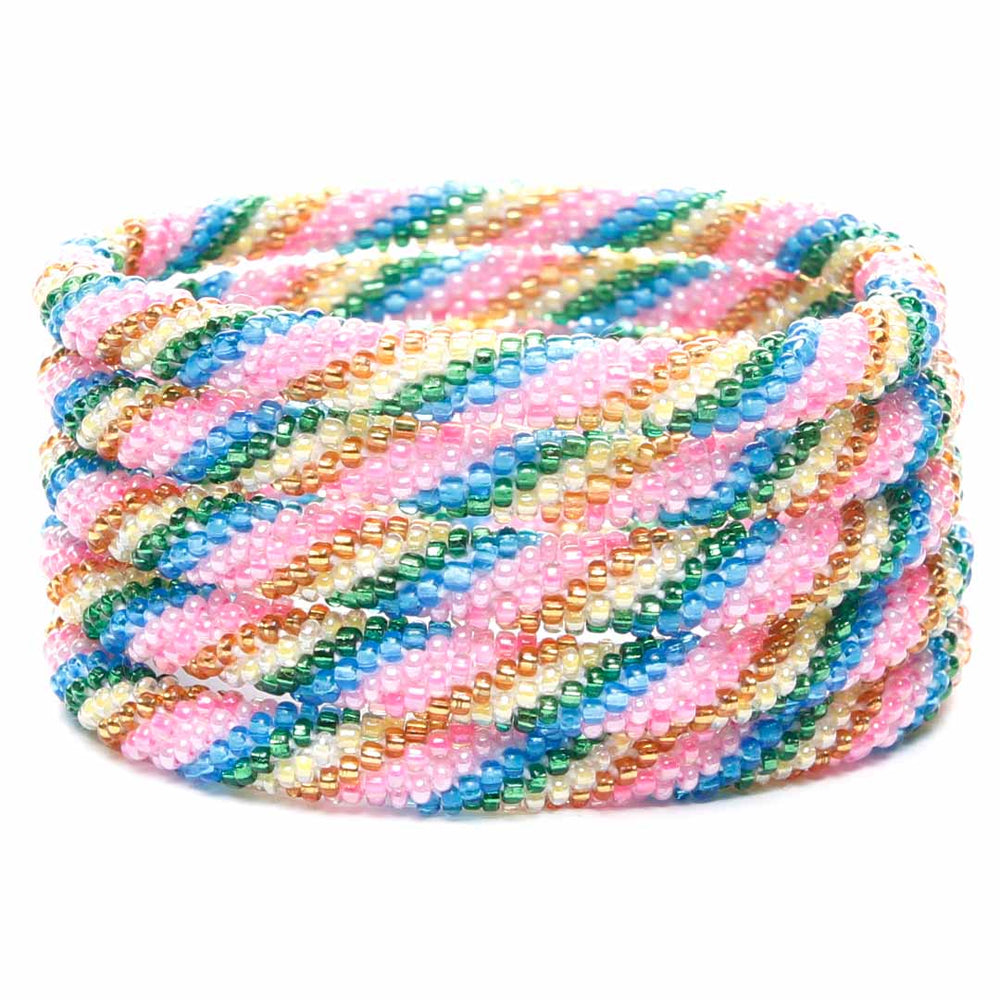 Colorful Spring Twist Beaded Bracelet Stack