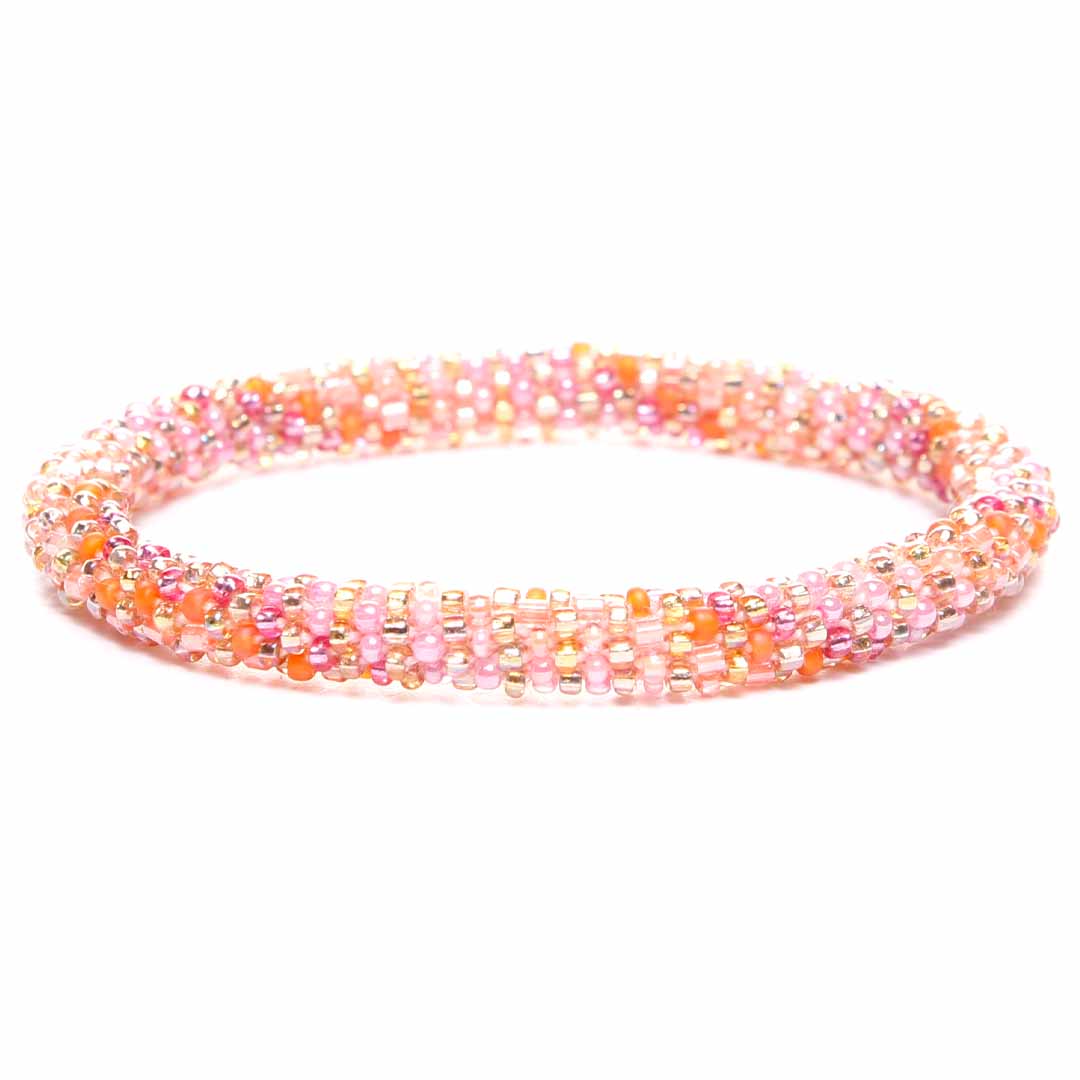 Coral Blush Bracelet - Seed Bead Jewelry -Close Up - Cana Capri