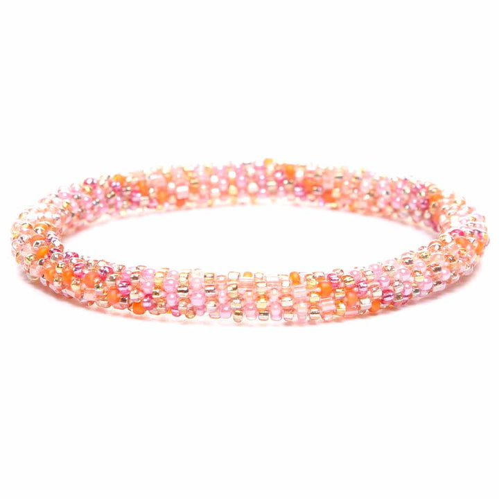 Coral Blush Bracelet - Seed Bead Jewelry -Close Up - Cana Capri