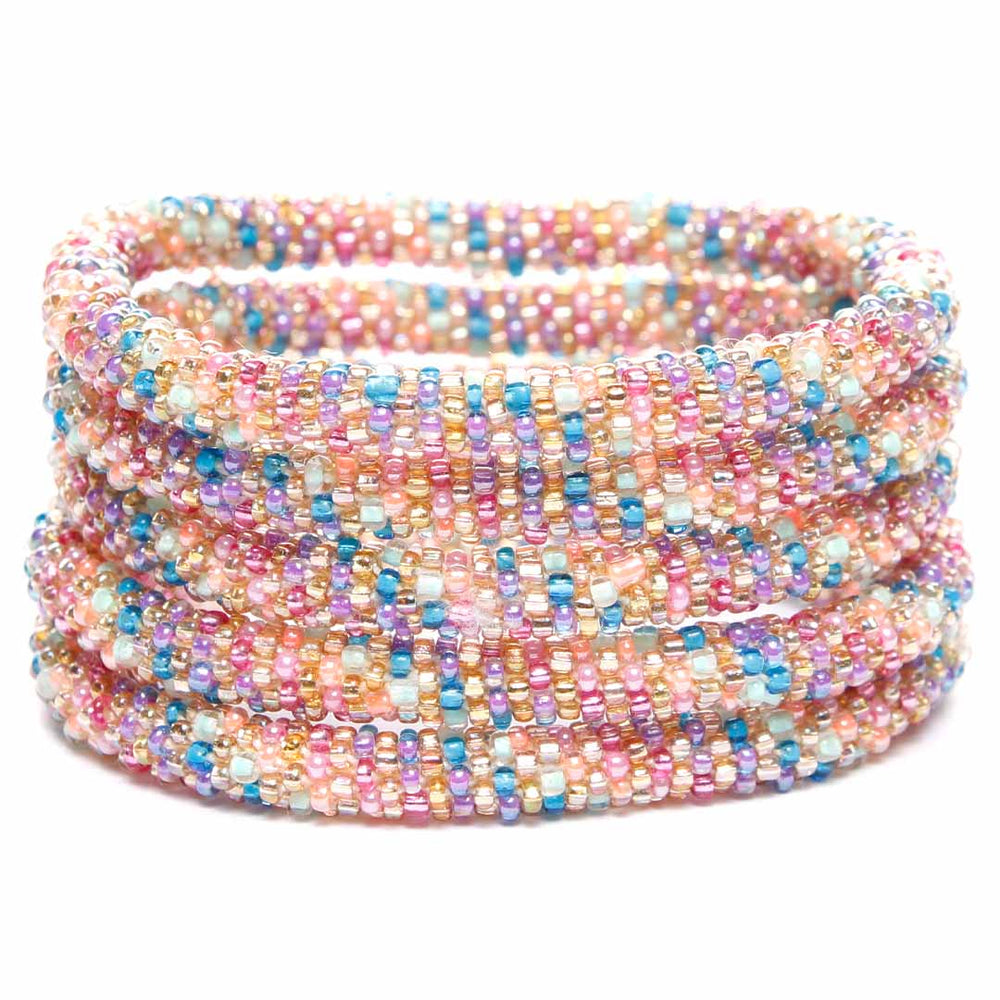 Coral Carnival Bracelet - Seed Bead Jewelry -Stack - Cana Capri