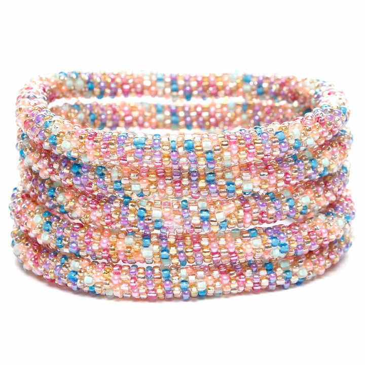 Coral Carnival Bracelet - Seed Bead Jewelry -Stack - Cana Capri