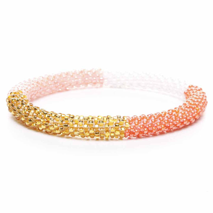 Coral Gold Sunset Beaded Bracelet 