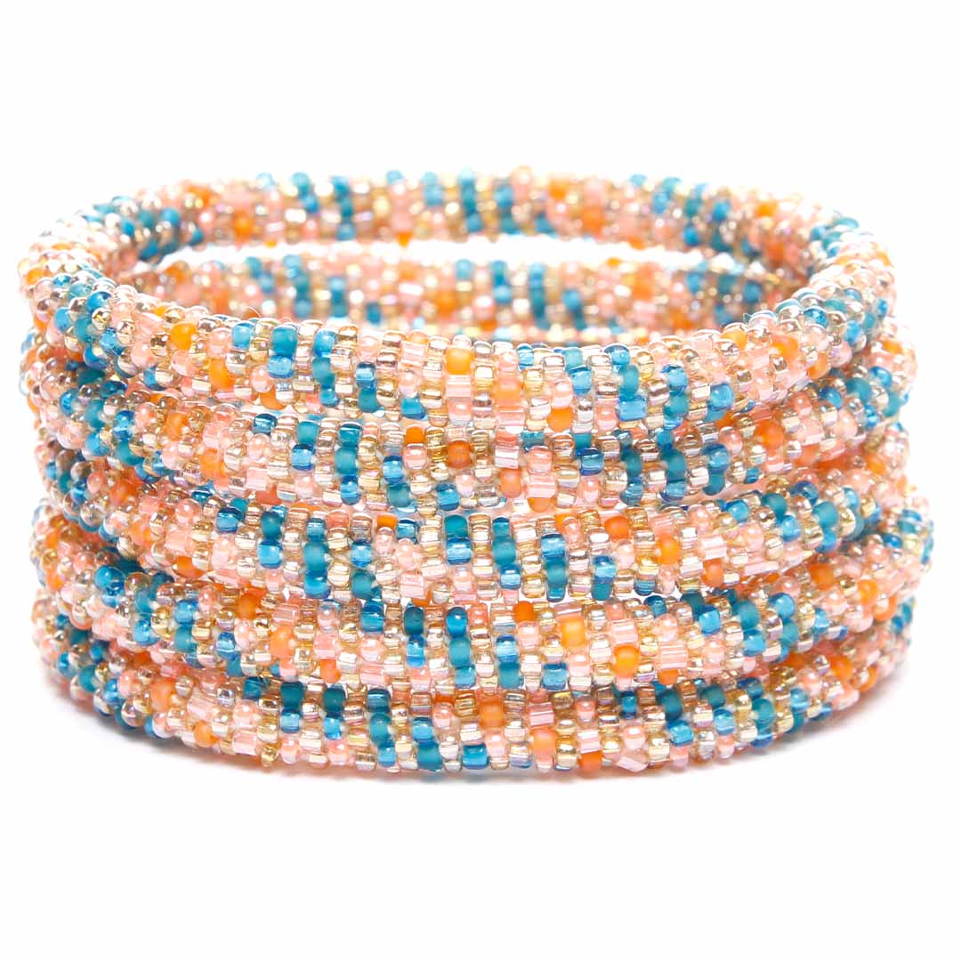 Coral Lagoon Bracelet - Seed Bead Jewelry - Stack - Cana Capri