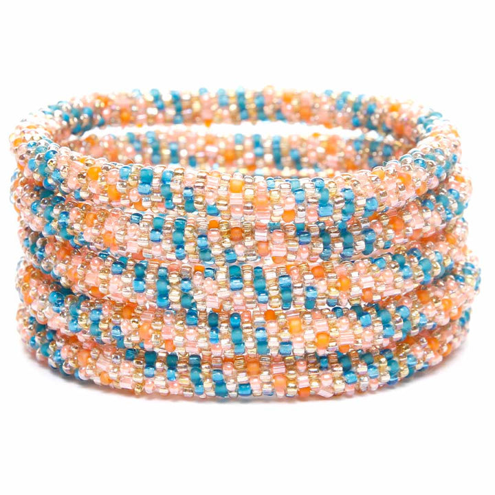 Coral Lagoon Bracelet - Seed Bead Jewelry - Stack - Cana Capri