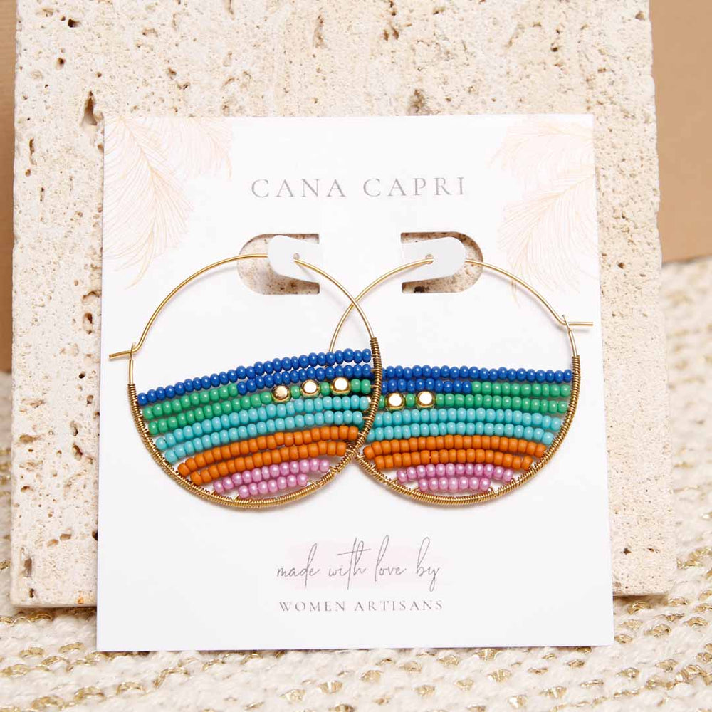 Coral Reef Bloom Beaded Hoop Earrings - Handmade Artisan Jewelry-Packaging