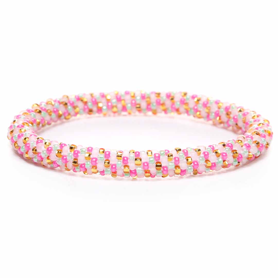 Cotton Candy Gold Bracelet - Seed Bead Jewelry -Close Up - Cana Capri