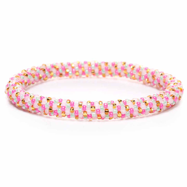 Cotton Candy Gold Bracelet - Seed Bead Jewelry -Close Up - Cana Capri