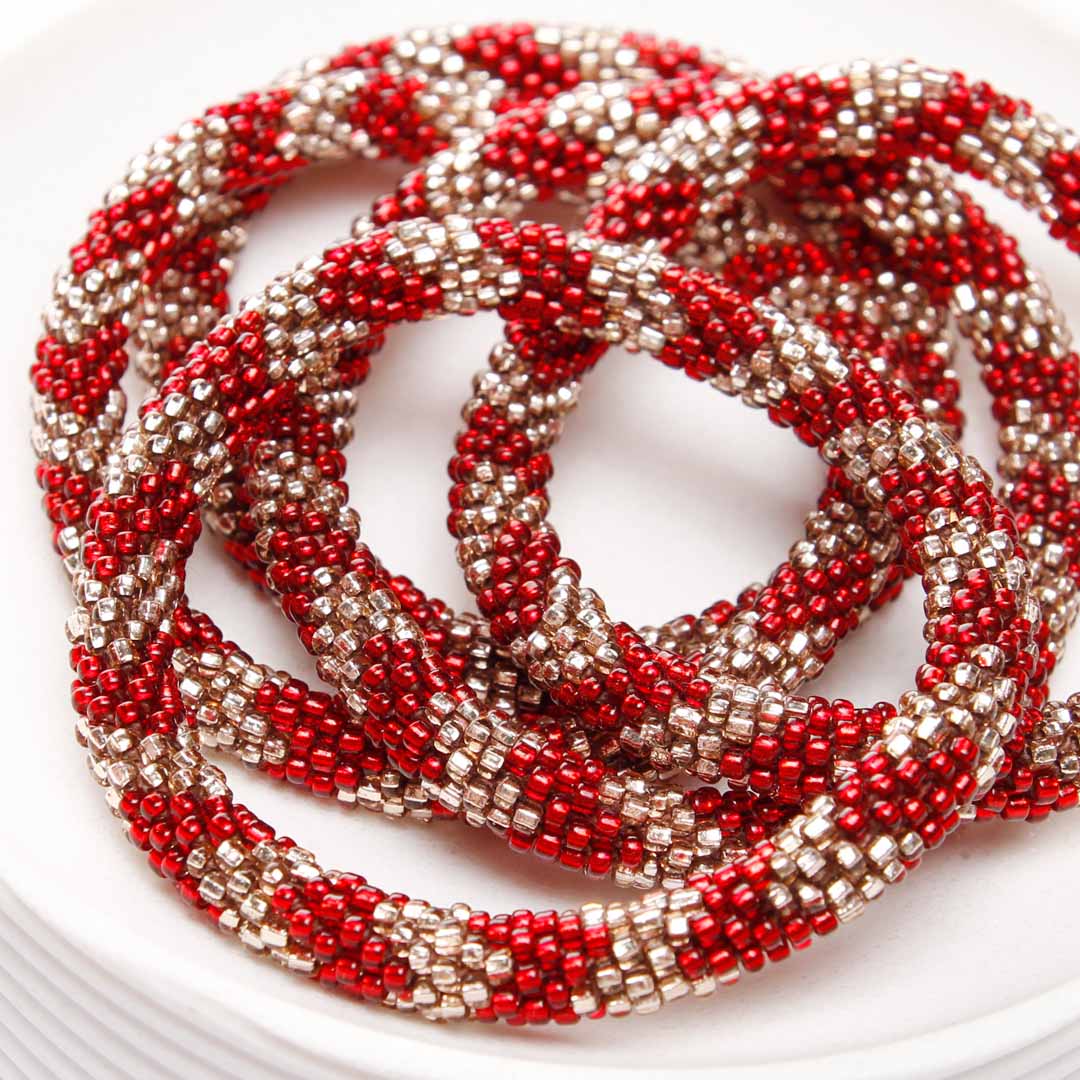 Cranberry & Silver Sparkles - 7"