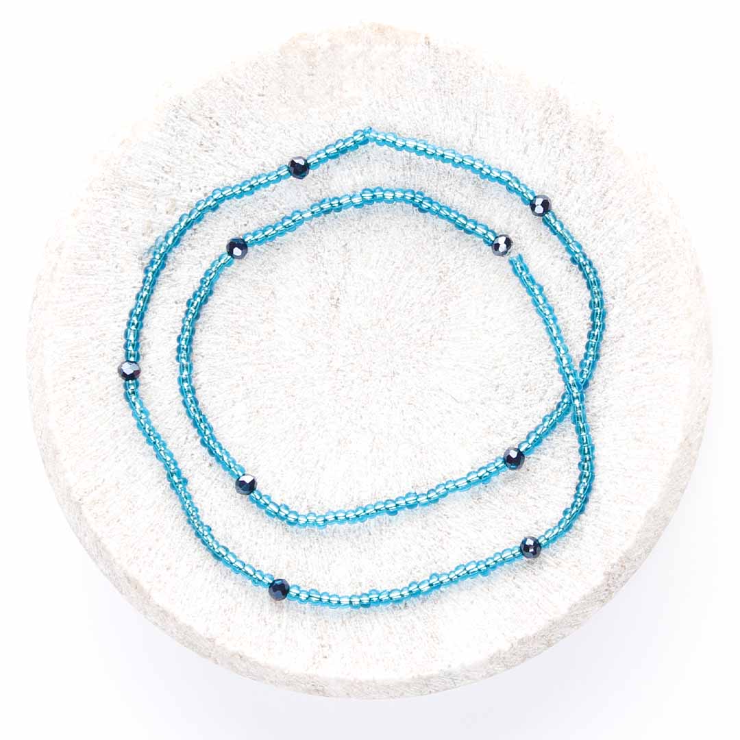 Crystal Blue Caviar Beaded Anklet-1