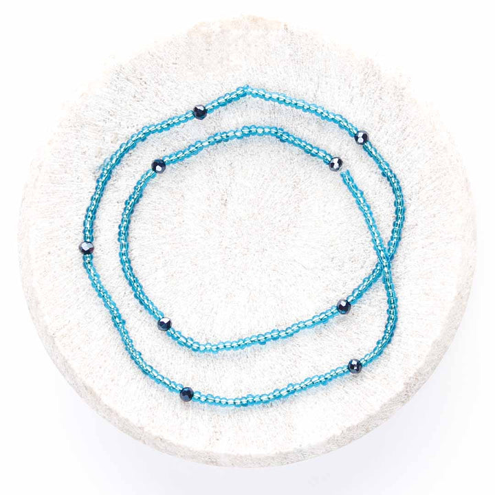 Crystal Blue Caviar Beaded Anklet-1