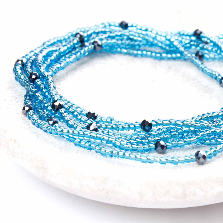 Crystal Blue Caviar Beaded Anklet-3