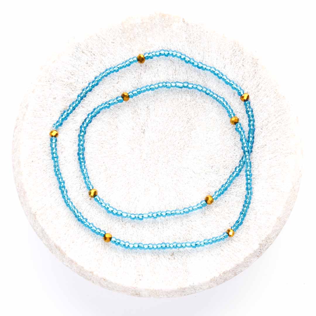 Crystal Blue Sunset Beaded Anklet-1