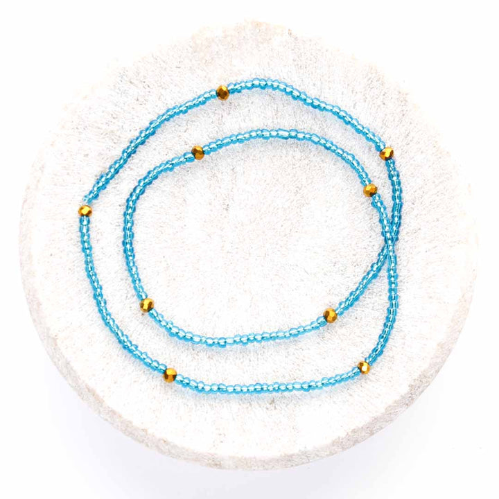 Crystal Blue Sunset Beaded Anklet-1