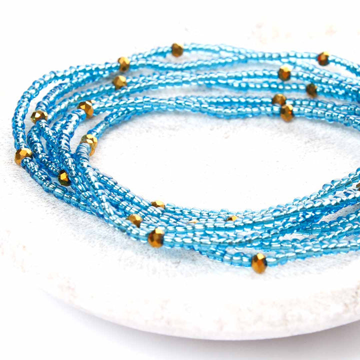 Crystal Blue Sunset Beaded Anklet-3
