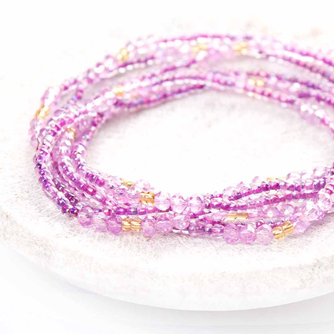 Crystal Lavender Sunshine Beaded Ankle Bracelet - Handmade Artisan Jewelry - Stack - Cana Capri
