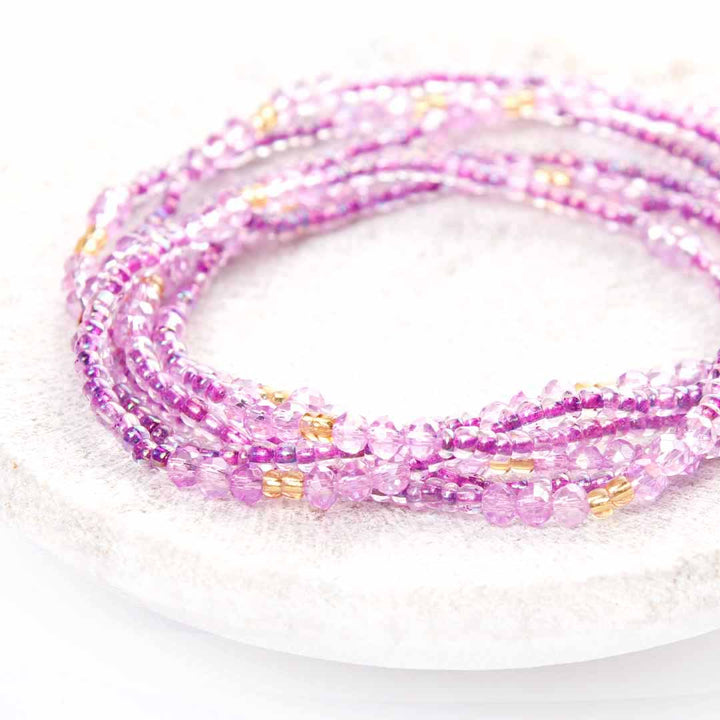 Crystal Lavender Sunshine Beaded Ankle Bracelet - Handmade Artisan Jewelry - Stack - Cana Capri