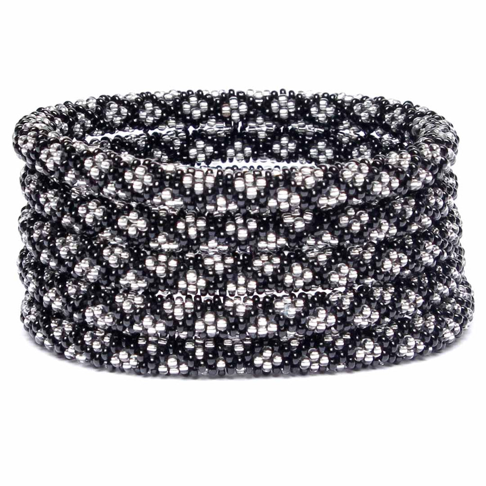 Crystal Noir Beaded Bracelet STack