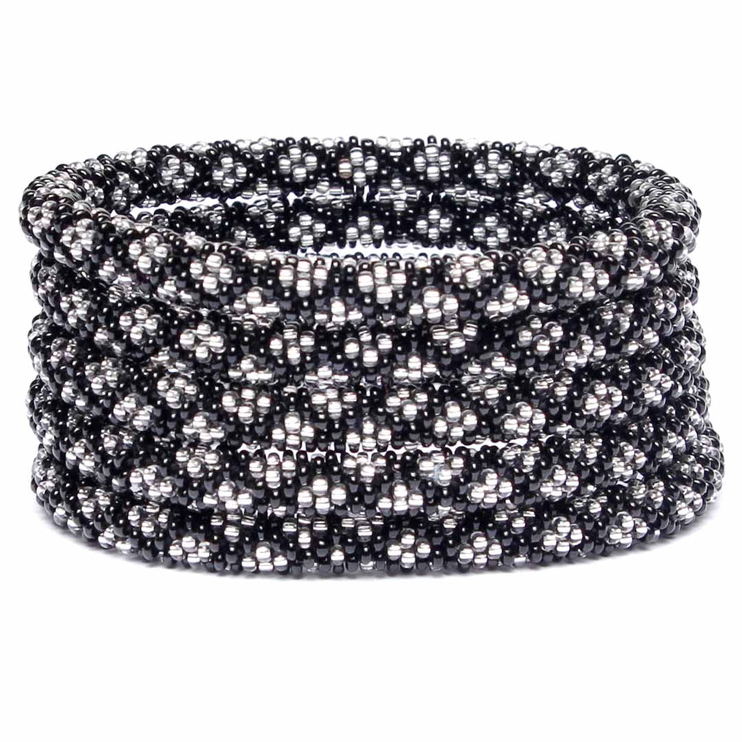 Crystal Noir Beaded Bracelet STack