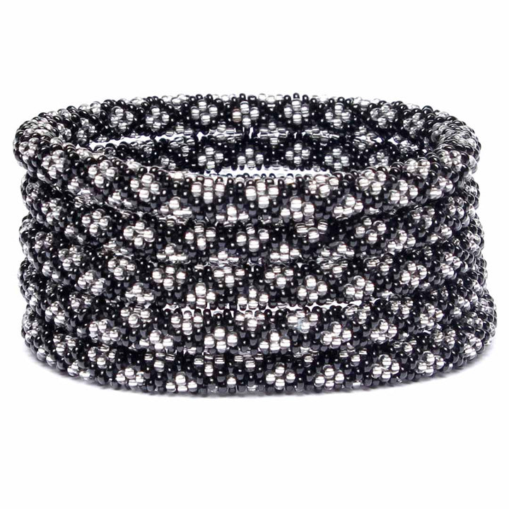 Crystal Noir Beaded Bracelet STack