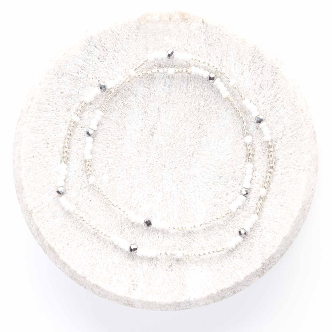 Crystal Snow Beaded Anklet-2