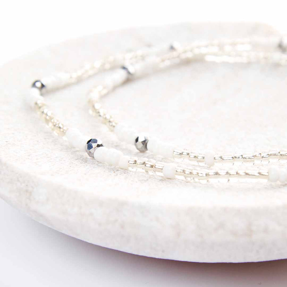 Crystal Snow Beaded Anklet-1