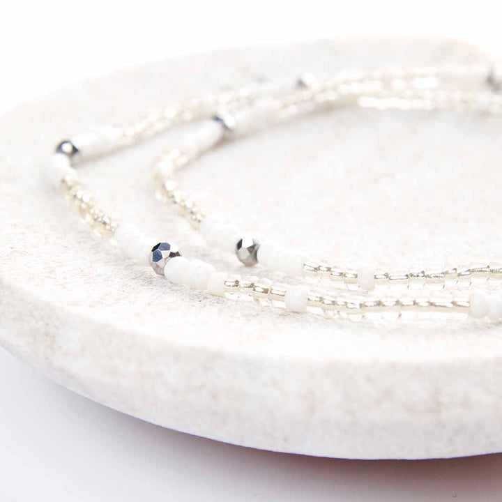 Crystal Snow Beaded Anklet-1