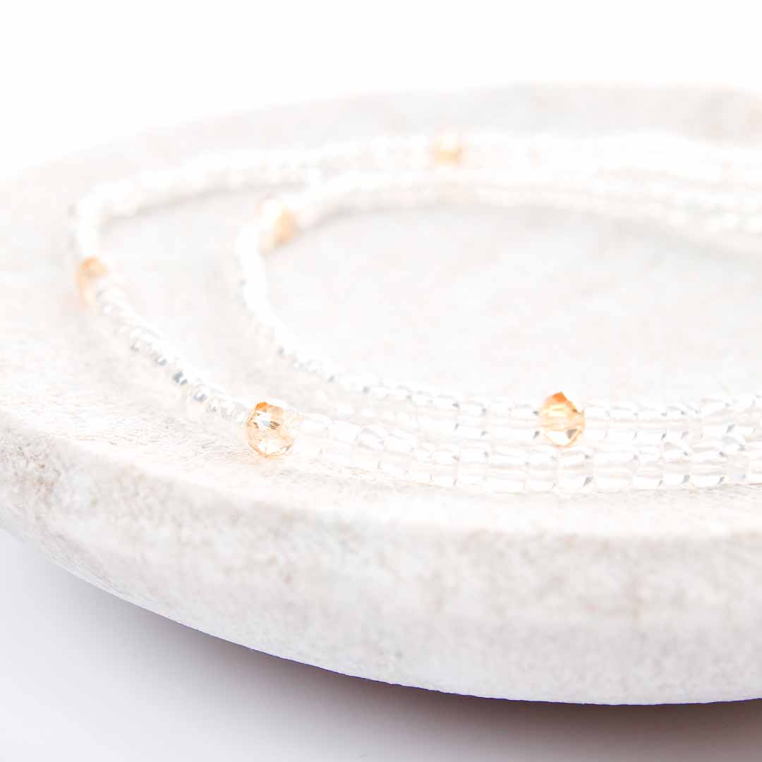 Crystal & Peach Shimmer Beaded Anklet-2