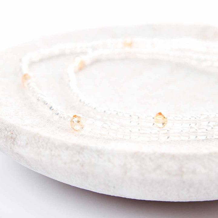 Crystal & Peach Shimmer Beaded Anklet-2