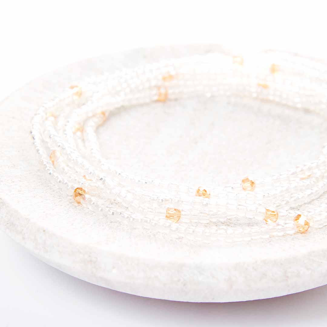 Crystal & Peach Shimmer Beaded Anklet-3