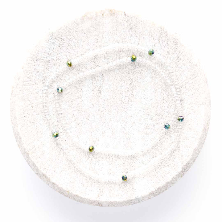 Crystal Sea Sparkles Beaded Ankle Bracelet - Handmade Artisan Jewelry - Top View - Cana Capri