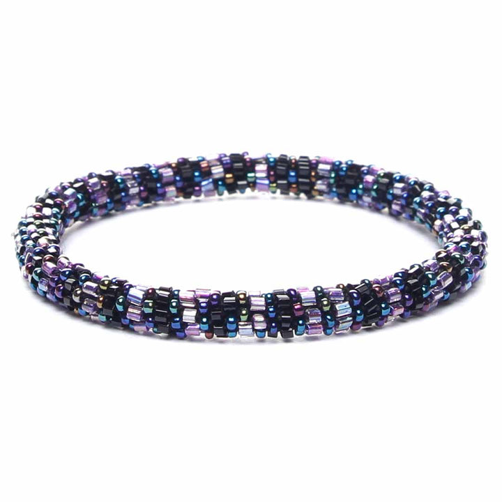 Dark Orchid Stripe Beaded Bracelet-1