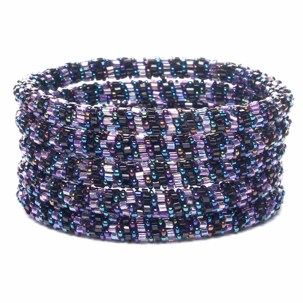 Dark Orchid Stripe Beaded Bracelet-2