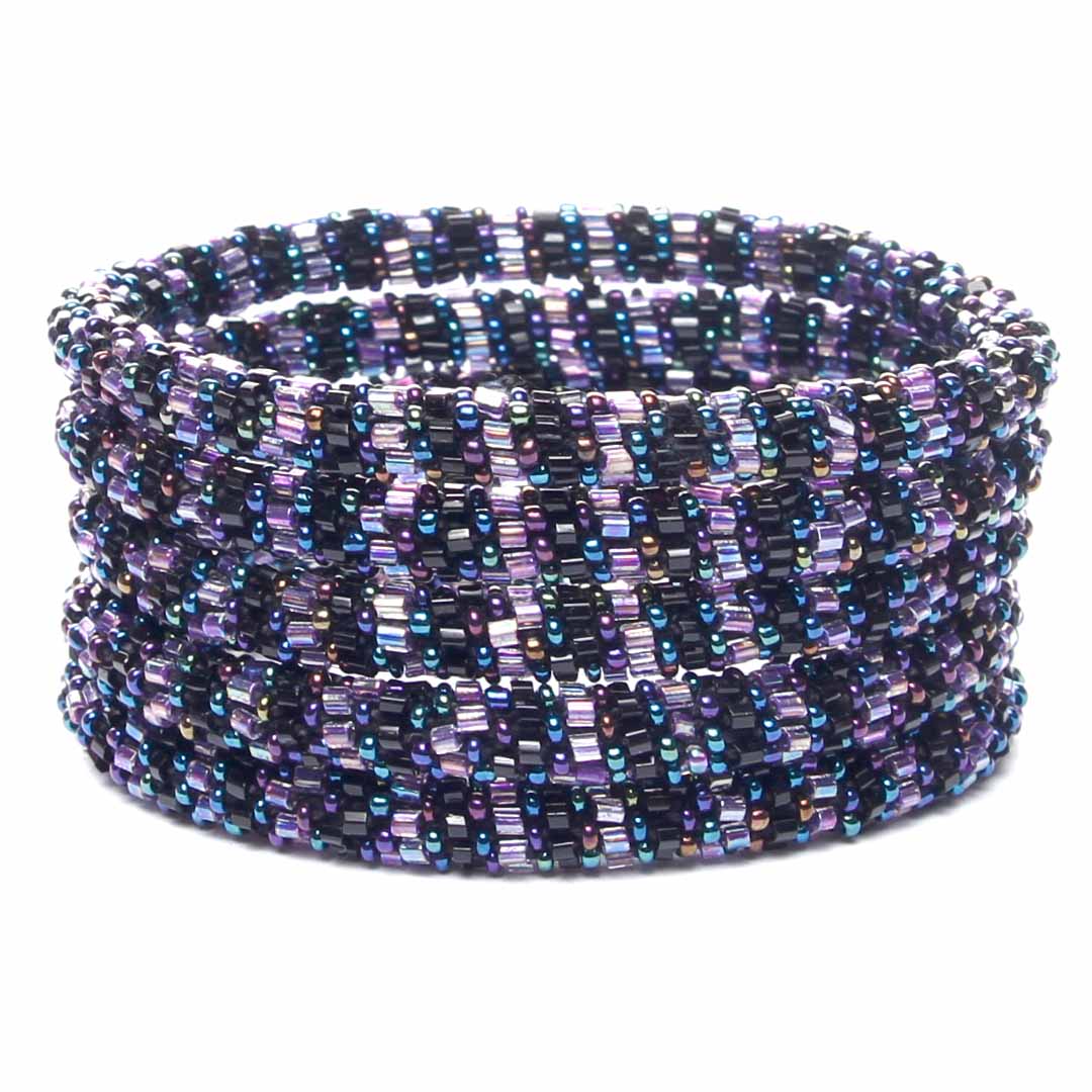 Dark Orchid Stripe Beaded Bracelet-2