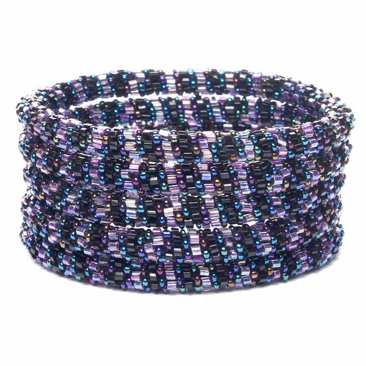 Dark Orchid Stripe Beaded Bracelet-2
