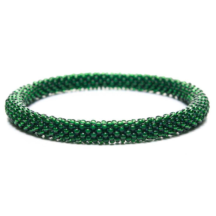 Dark Emerald Green Bead Bracelet front