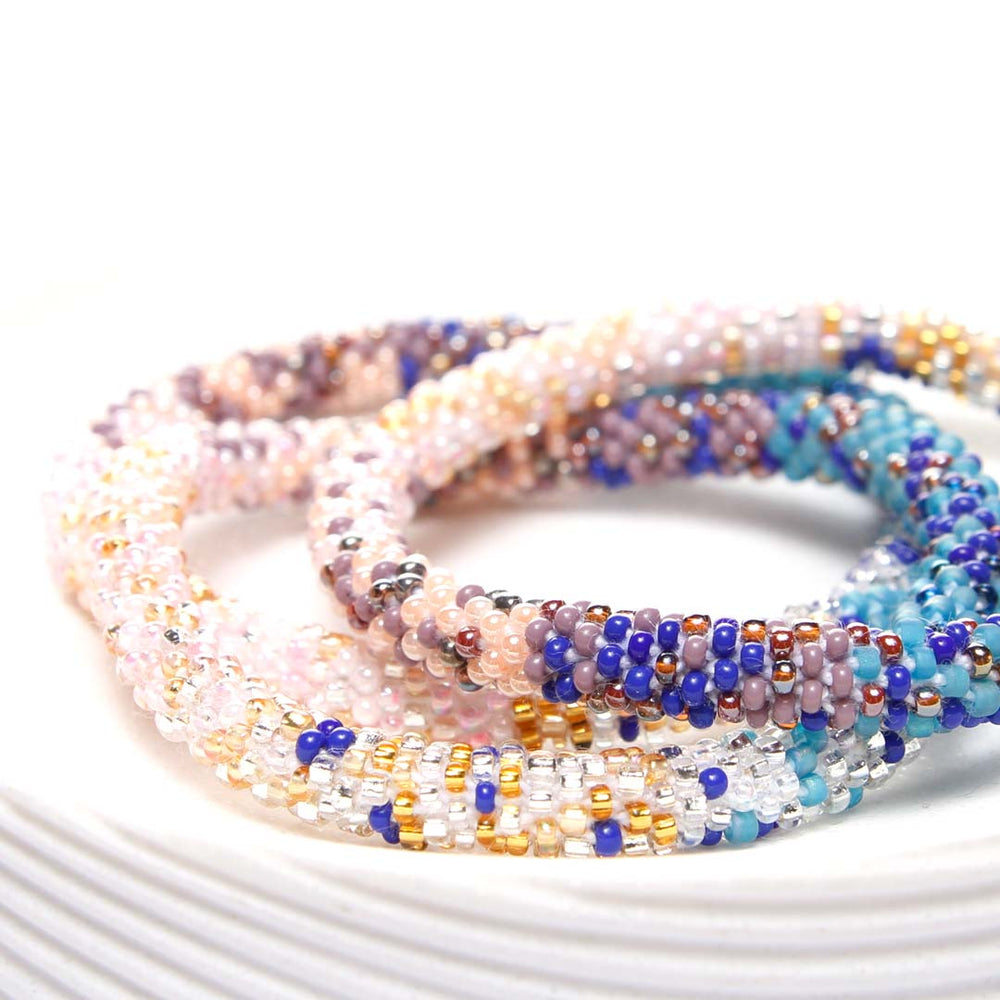 Denim Sunset Confetti Beaded Bracelet Side