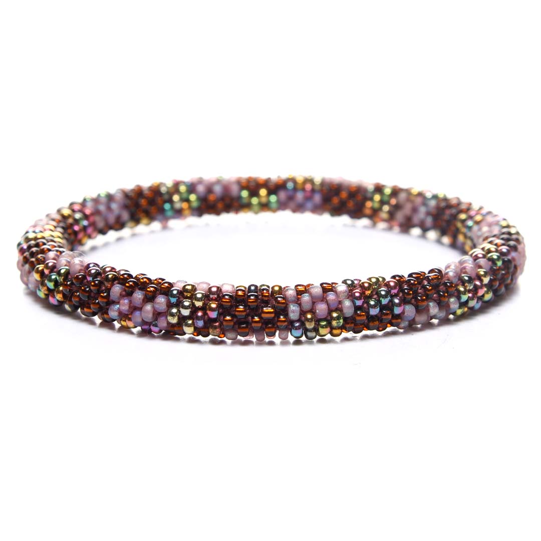 Amethyst & Oak Sparkles  Beaded Bracelet-Front
