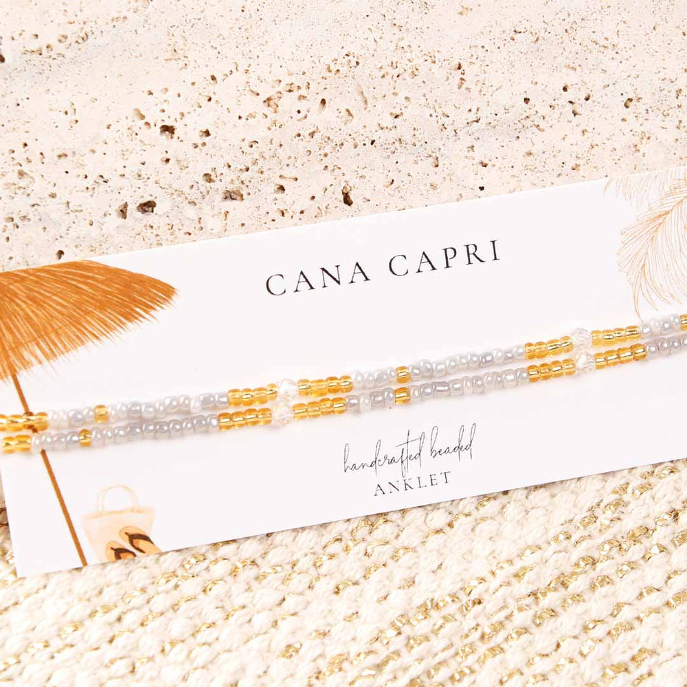 Earl Grey Tea Beaded Ankle Bracelet-Handmade Artisan Jewelry-Packaging-Cana Capri