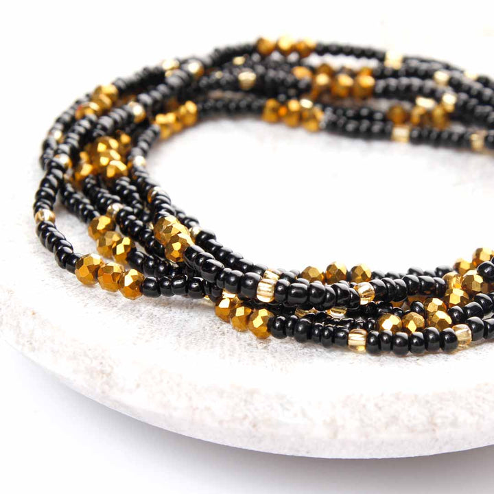 Ebony Gold Beaded Anklet-3
