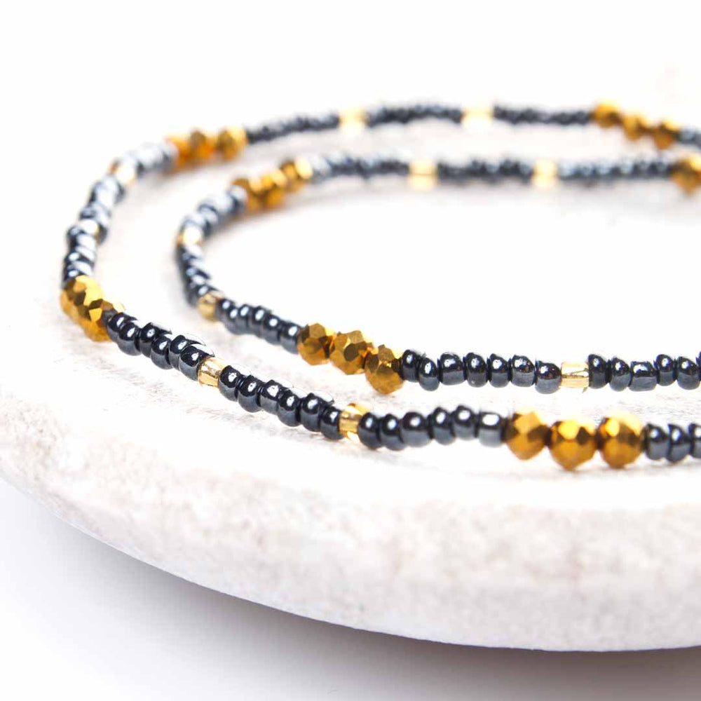 Ebony Gold Beaded Anklet-2