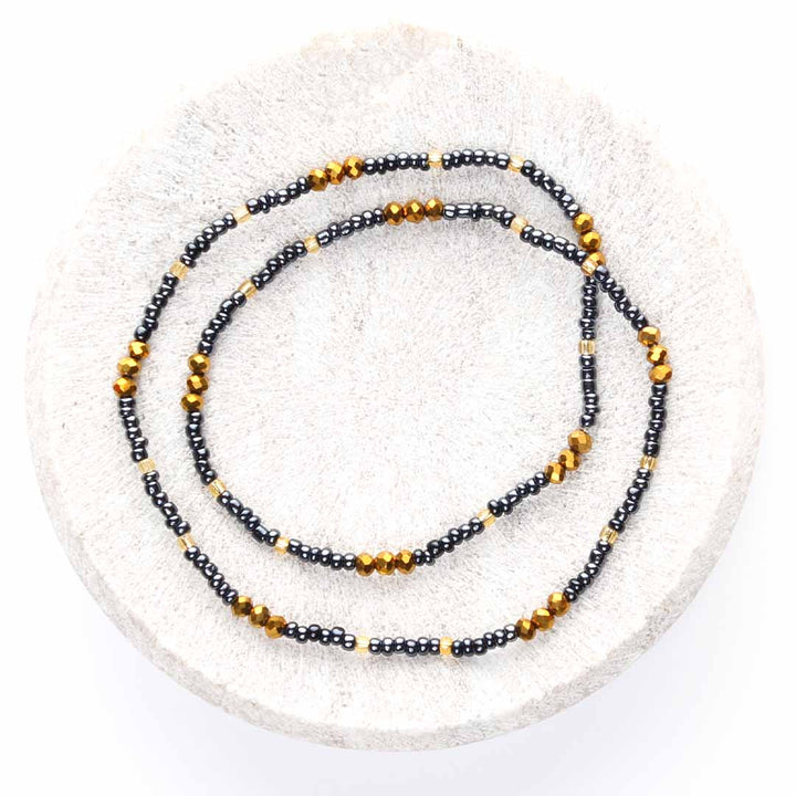 Ebony Gold Beaded Anklet-1