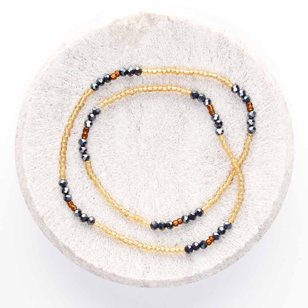 Ebony Sun Beaded Anklet-1
