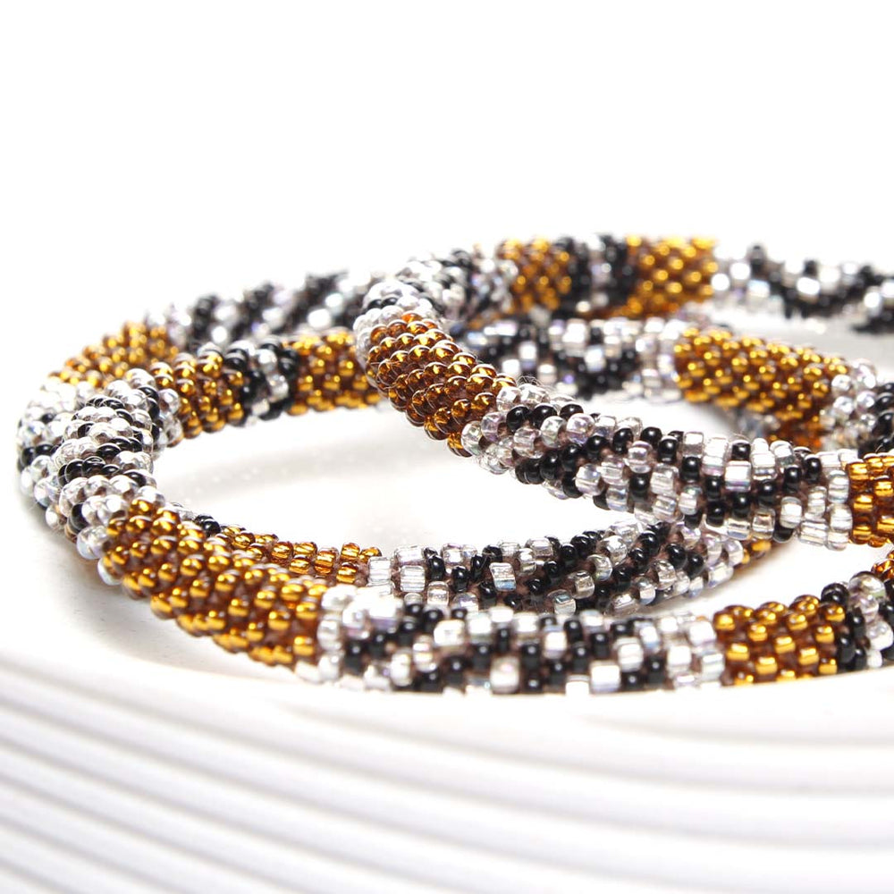 Egyptian Amber Crochet Beaded Bracelet-1 Side
