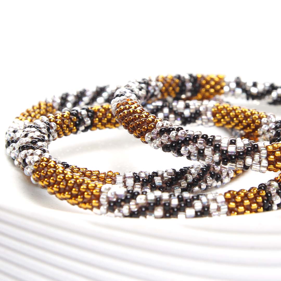 Egyptian Amber Crochet Beaded Bracelet-1 Side